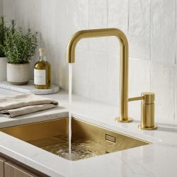 Pure.Sink Luxion Grifo de cocina dorado de 2 orificios con caño en U PLX2HU-60